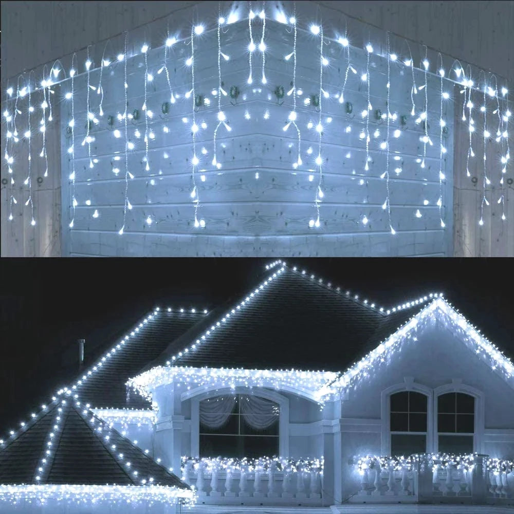 LED Curtain Icicle String Lights – 5M Outdoor Christmas Garland