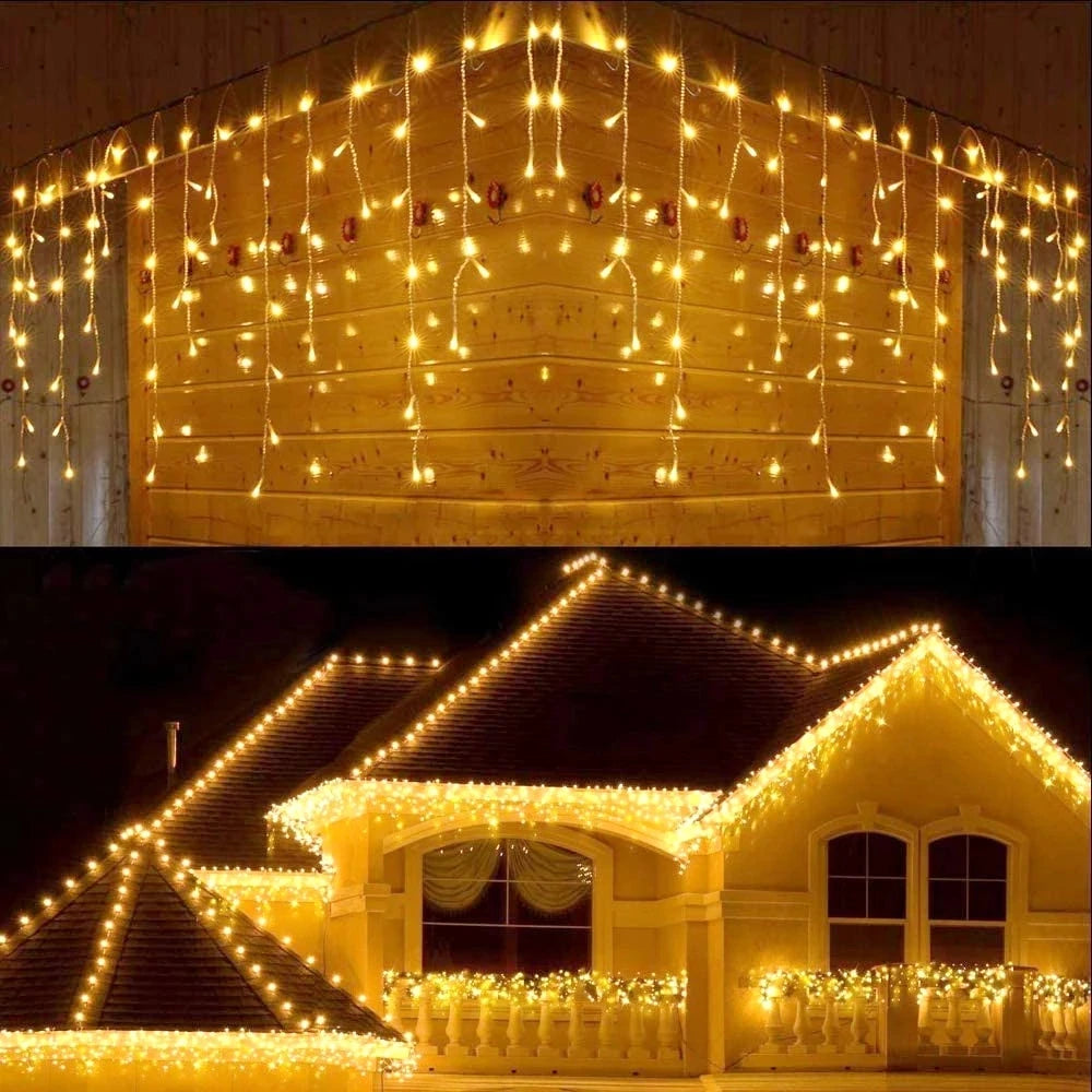 LED Curtain Icicle String Lights – 5M Outdoor Christmas Garland