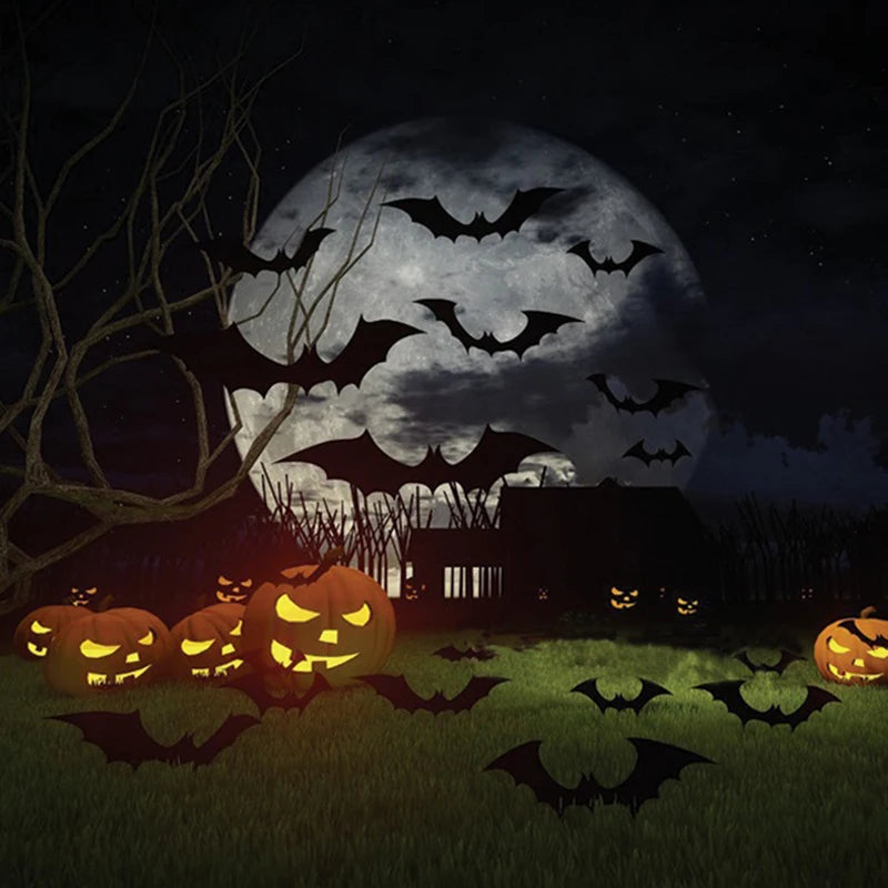 3D Black PVC Bat Wall Stickers – Halloween Party Room Decor Props
