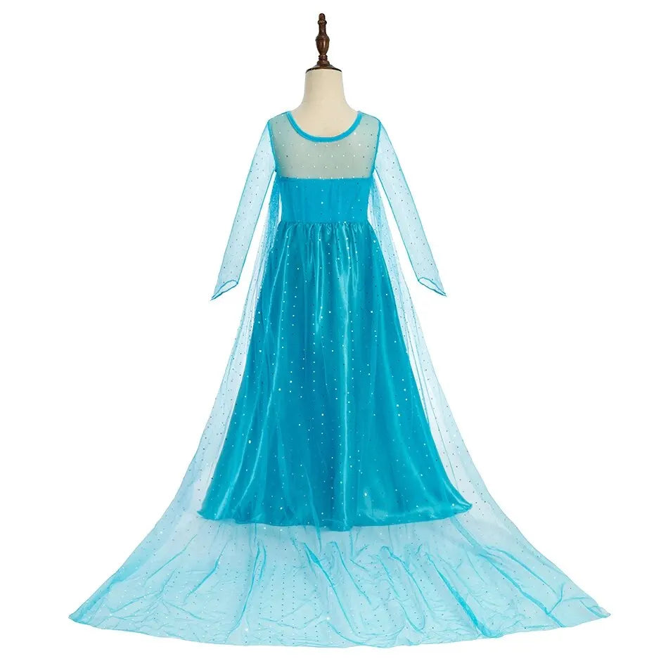 Girls' Elsa Snow Queen Halloween Costume – Princess Dress with Cloak