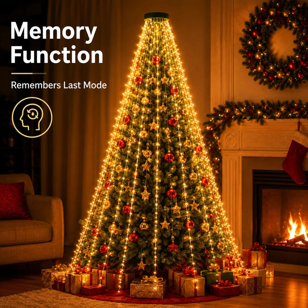 USB Christmas Tree String Lights – 8 Modes, Full Coverage