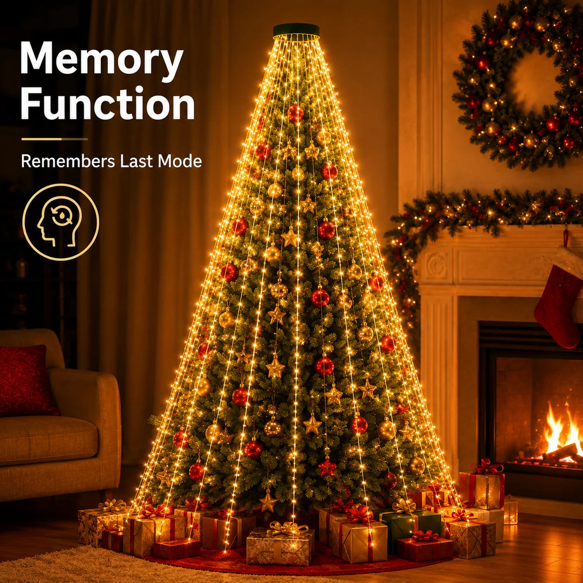USB Christmas Tree String Lights – 8 Modes, Full Coverage
