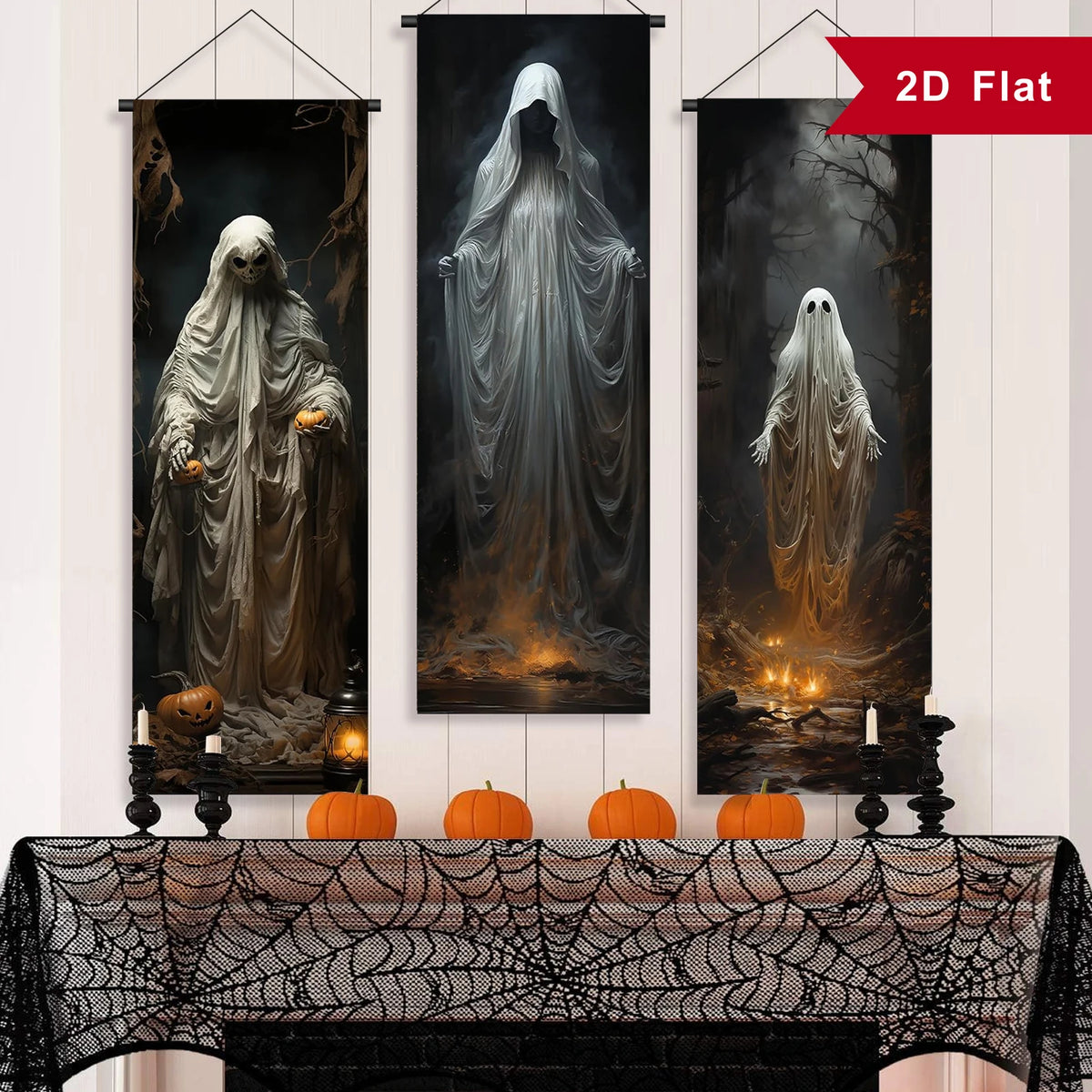 Halloween Skeleton & Ghost Banner – 3pcs
