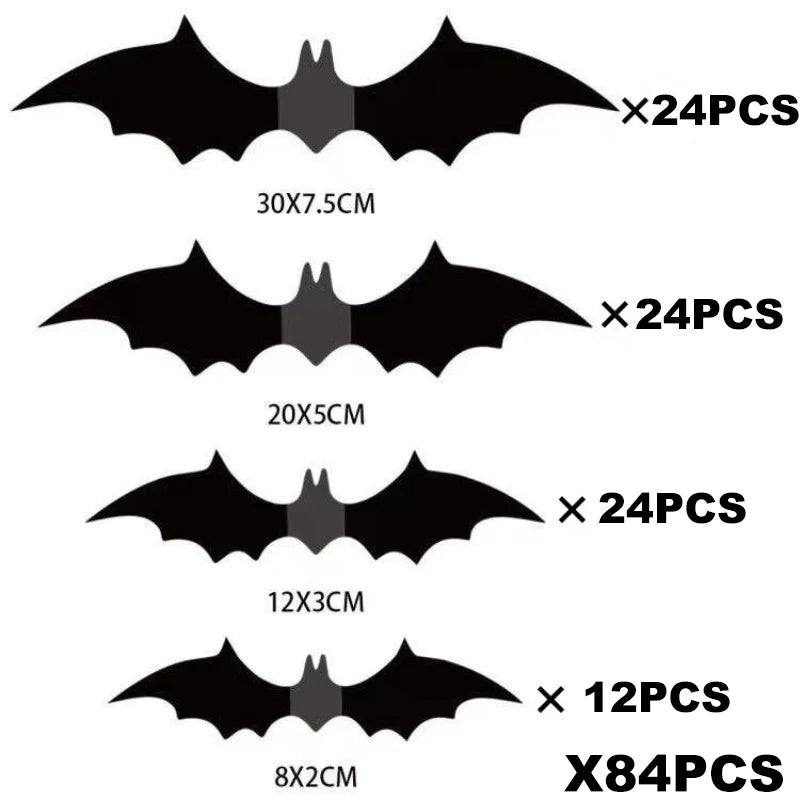 3D Black PVC Bat Wall Stickers – Halloween Party Room Decor Props