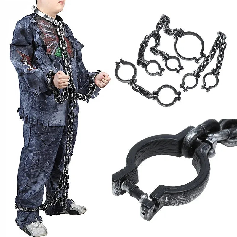 Halloween Prisoner Chains & Handcuffs – Jail Costume Cosplay Props