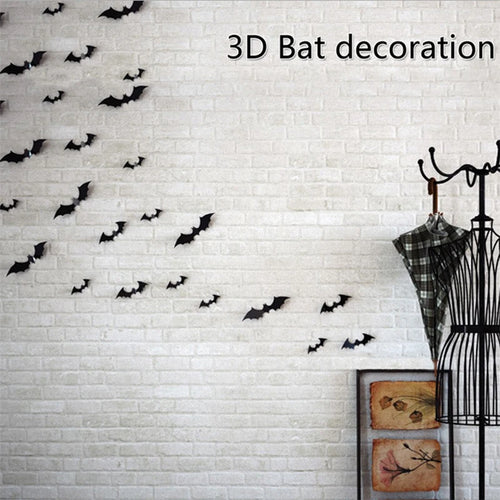 3D Black PVC Bat Wall Stickers – Halloween Party Room Decor Props