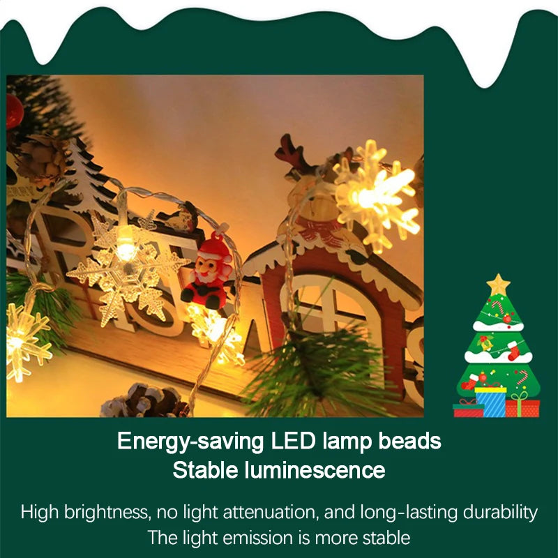 Christmas LED String Lights – Santa, Elk & Snowman Ornaments