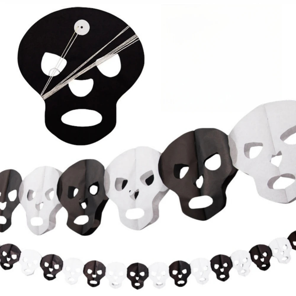 Halloween Paper Garland Banner – Spider, Pumpkin, Ghost & Bat Party Decoration