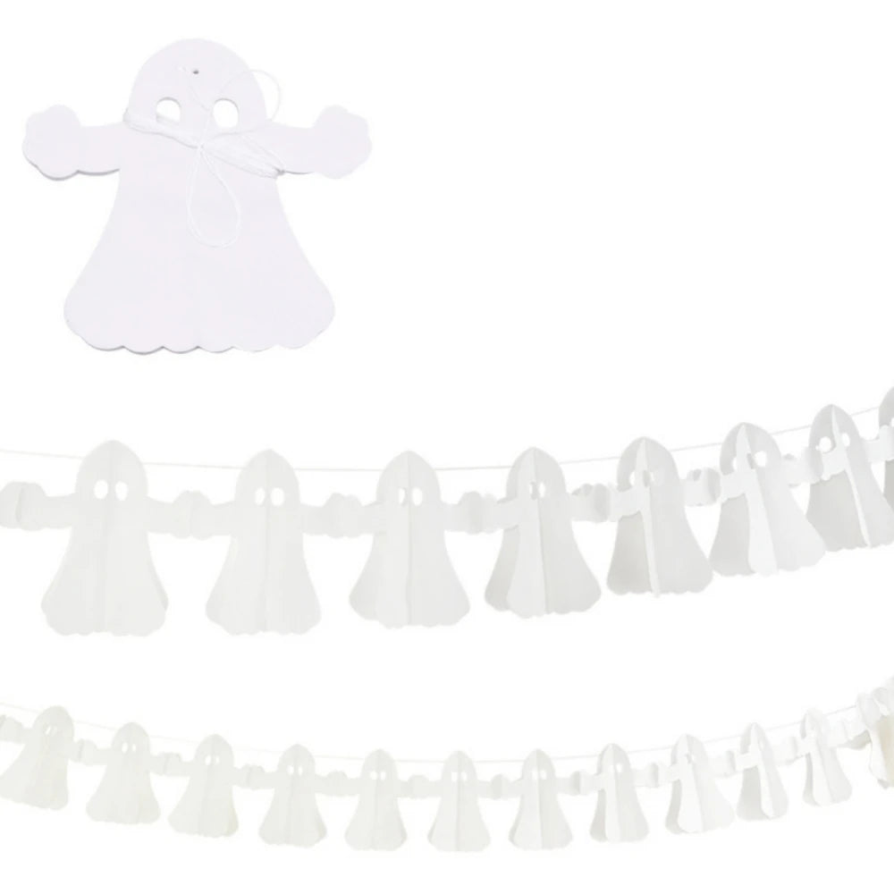 Halloween Paper Garland Banner – Spider, Pumpkin, Ghost & Bat Party Decoration