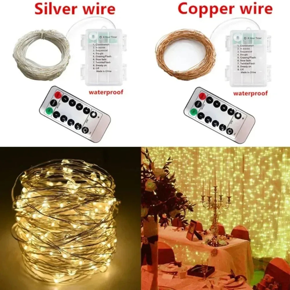 Festoon LED Fairy String Lights with Remote – Battery Powered