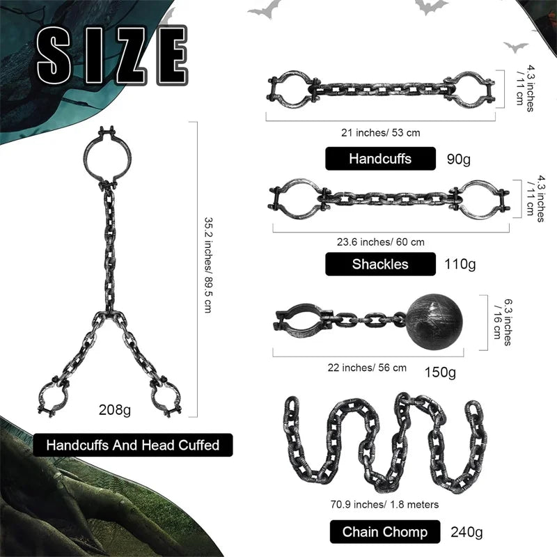 Halloween Prisoner Chains & Handcuffs – Jail Costume Cosplay Props