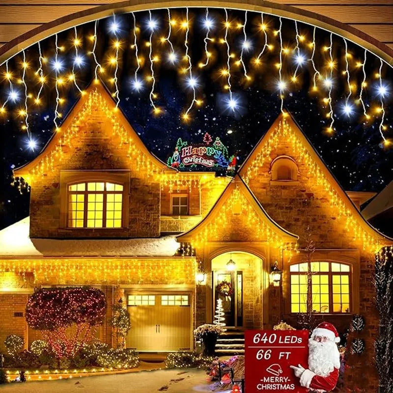 LED Star Garland with Twinkling Strobes – 8 Modes, Warm & Cool White