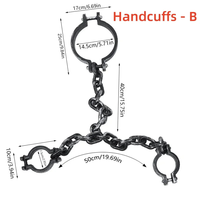 Halloween Prisoner Chains & Handcuffs – Jail Costume Cosplay Props