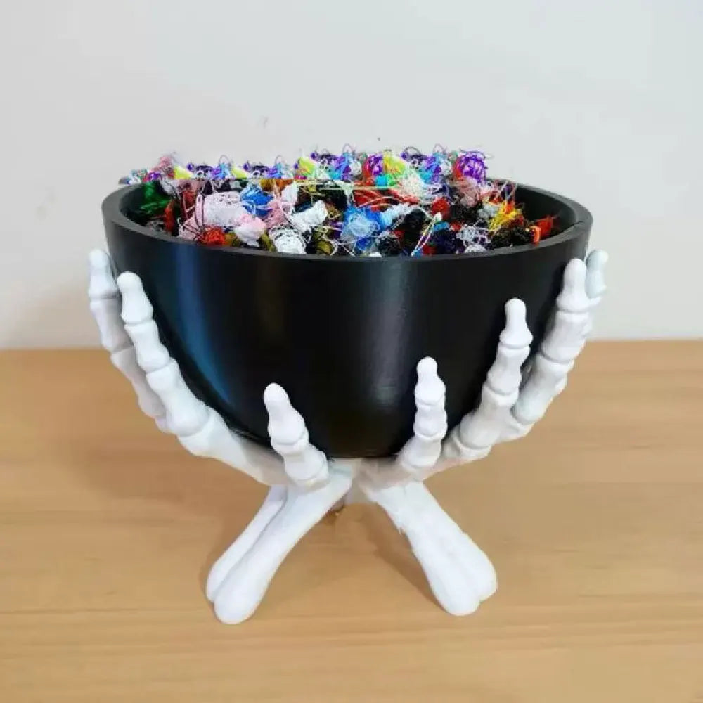 Gothic Skeleton Hands Halloween Candy Bowl – Spooky Home Decor Organizer