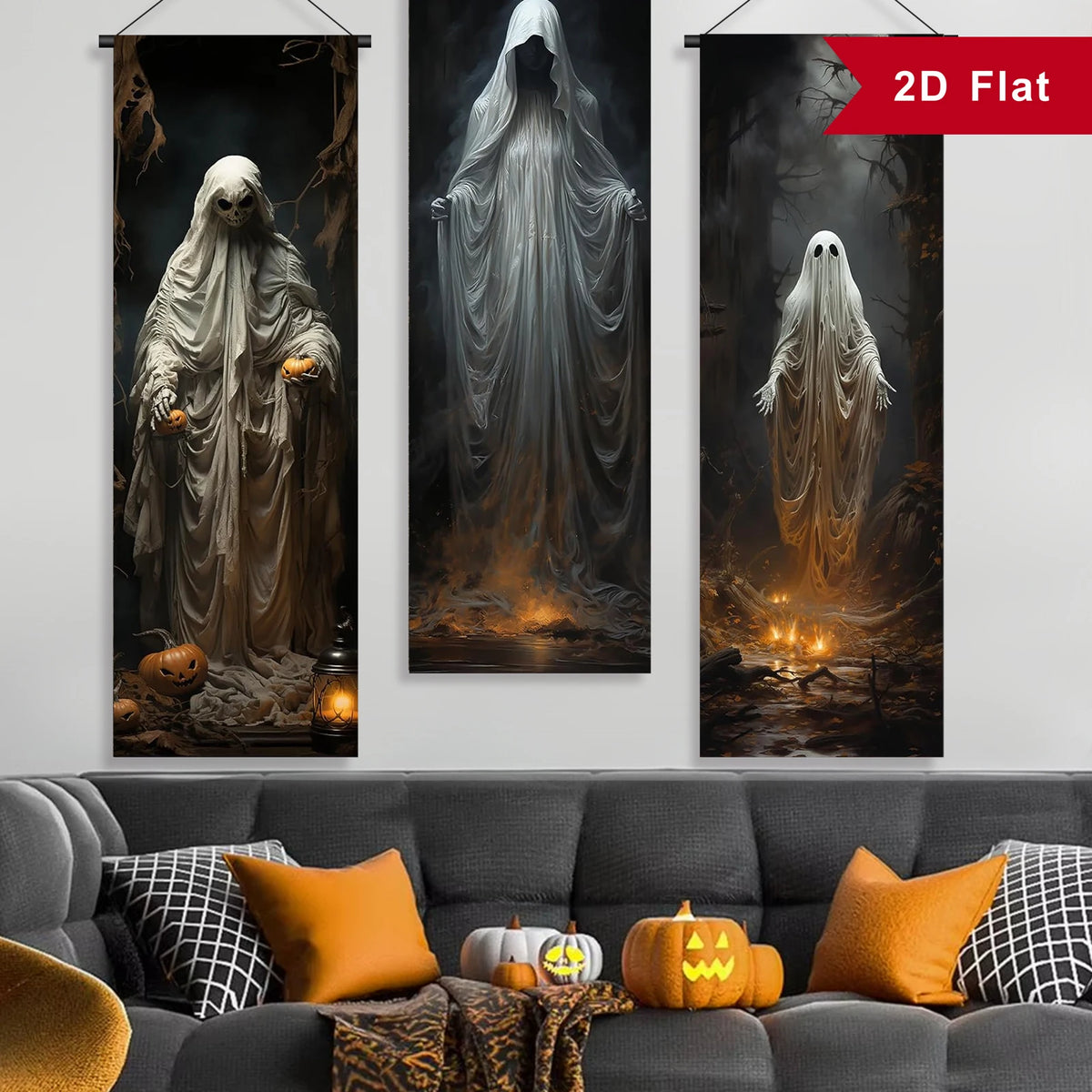 Halloween Skeleton & Ghost Banner – 3pcs