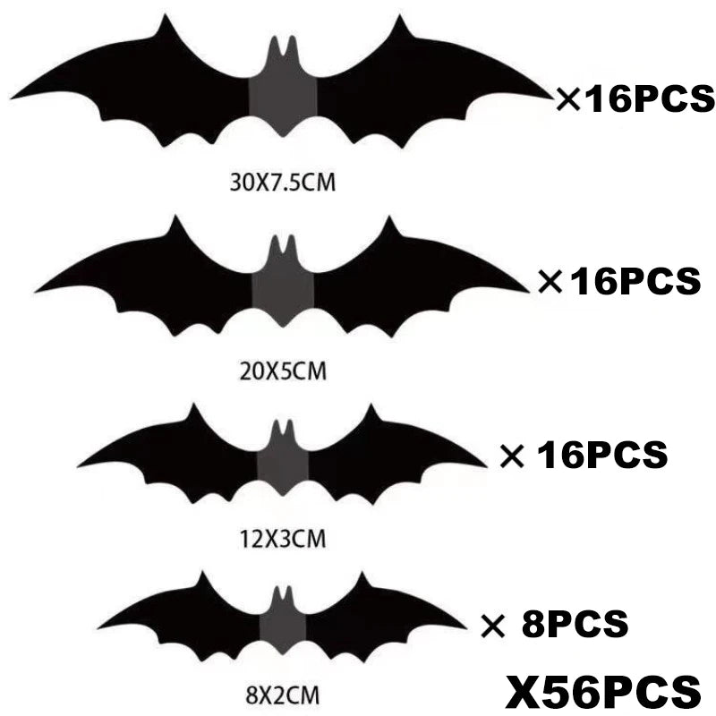 3D Black PVC Bat Wall Stickers – Halloween Party Room Decor Props