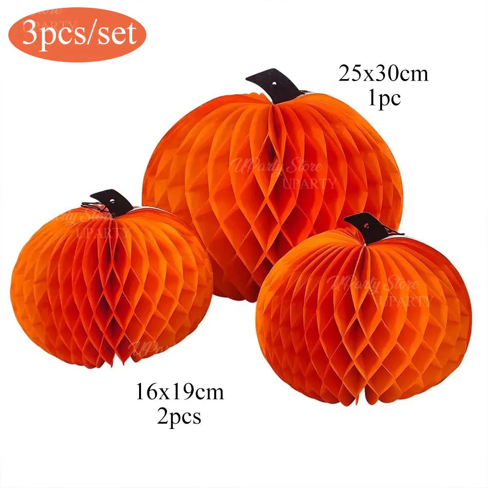 Pumpkin Honeycomb Party Decorations – 3/6pcs