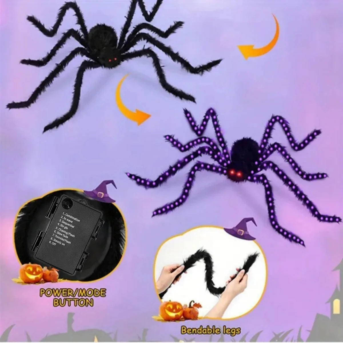 Halloween Giant Light-Up Spider Decoration