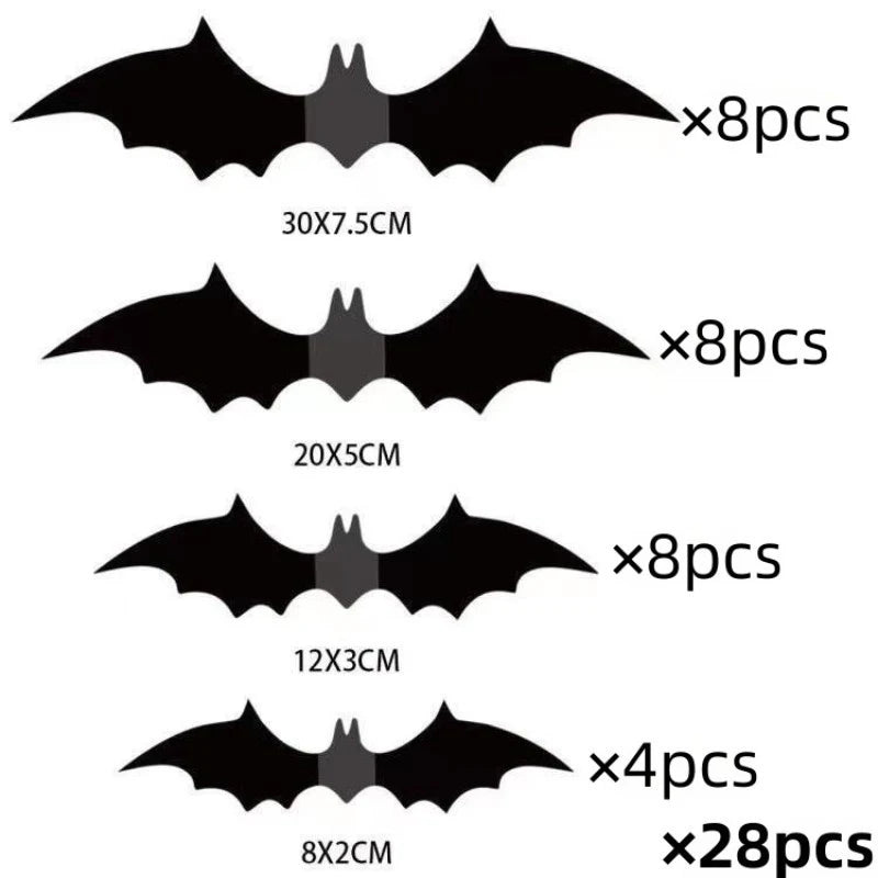 3D Black PVC Bat Wall Stickers – Halloween Party Room Decor Props