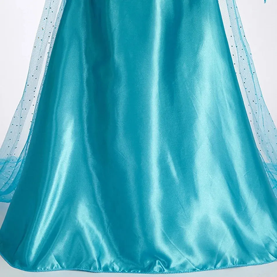 Girls' Elsa Snow Queen Halloween Costume – Princess Dress with Cloak