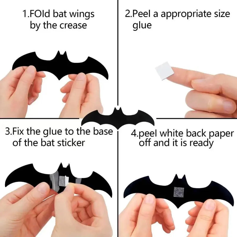 3D Halloween Bat Wall Sticker – Purple Night Light Decor