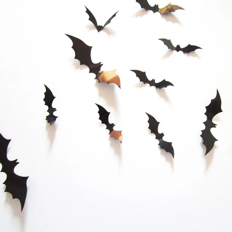 3D Black PVC Bat Wall Stickers – Halloween Party Room Decor Props