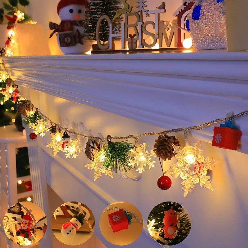Christmas LED String Lights – Santa, Elk & Snowman Ornaments