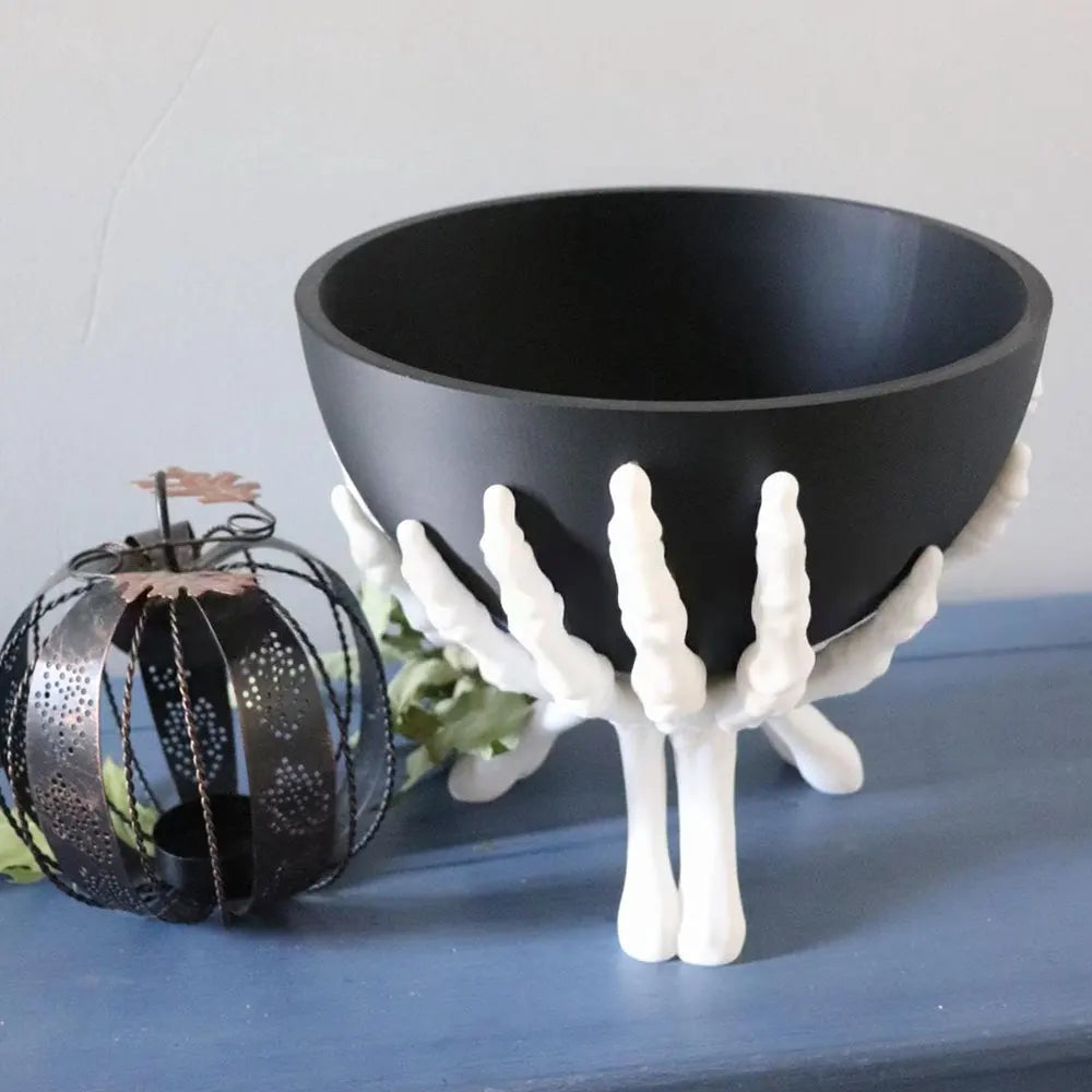 Gothic Skeleton Hands Halloween Candy Bowl – Spooky Home Decor Organizer