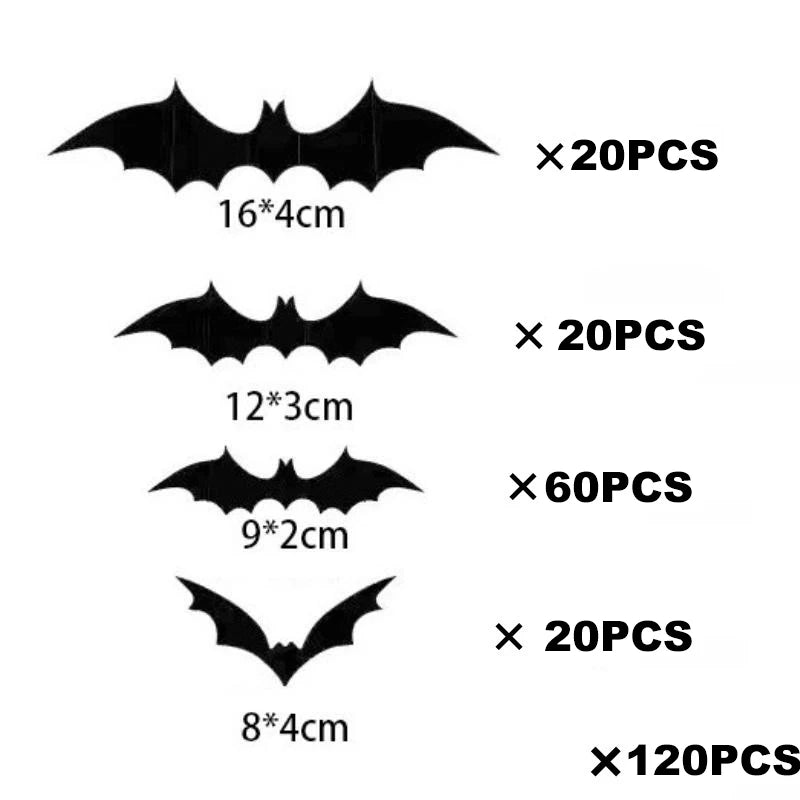 3D Black PVC Bat Wall Stickers – Halloween Party Room Decor Props