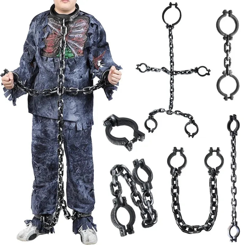Halloween Prisoner Chains & Handcuffs – Jail Costume Cosplay Props
