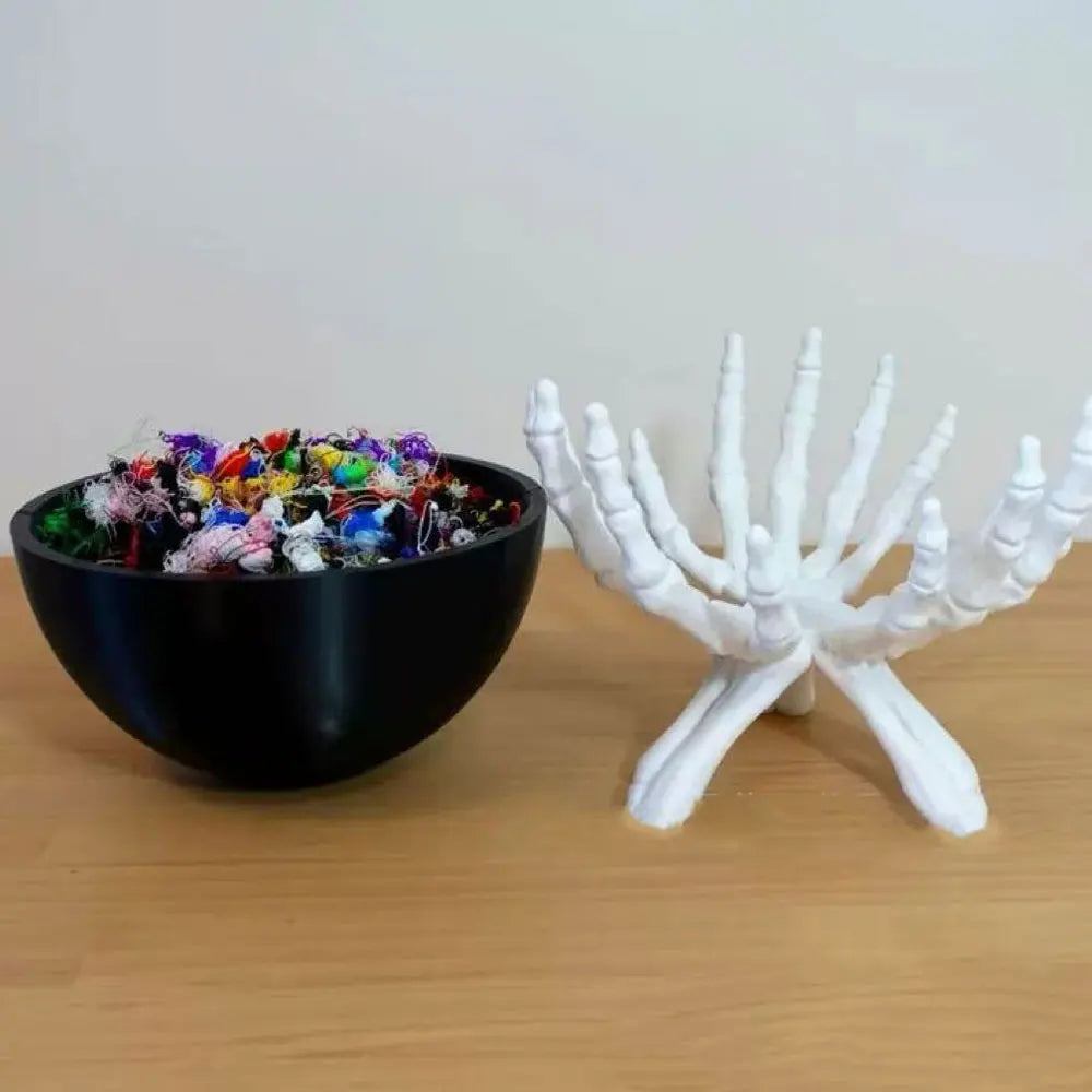 Gothic Skeleton Hands Halloween Candy Bowl – Spooky Home Decor Organizer