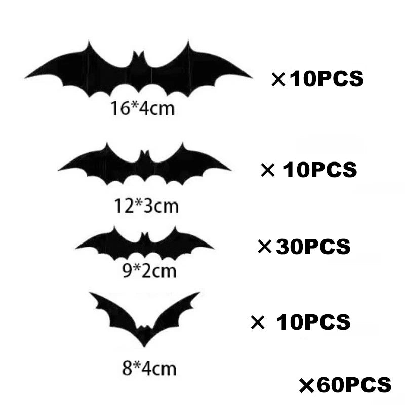 3D Black PVC Bat Wall Stickers – Halloween Party Room Decor Props