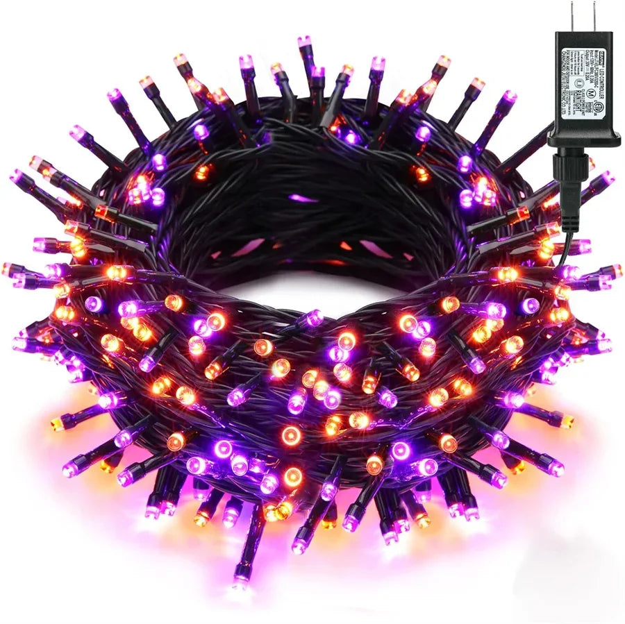 Orange & Purple Halloween Fairy String Lights – Outdoor Garland