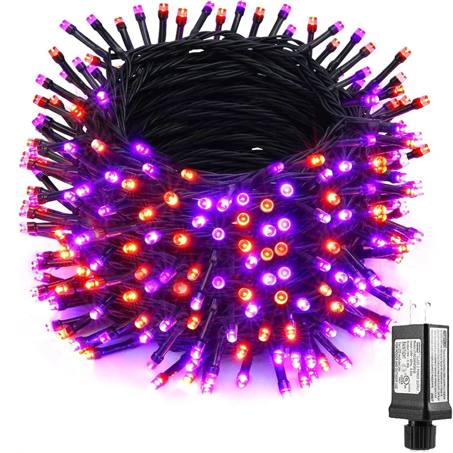 Orange & Purple Halloween Fairy String Lights – Outdoor Garland