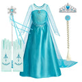 Girls' Elsa Snow Queen Halloween Costume – Princess Dress with Cloak