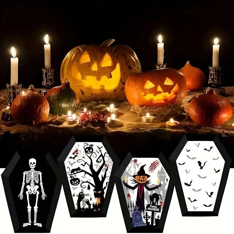Halloween Coffin Paper Serving Trays & Gift Boxes (12/24 Pcs)