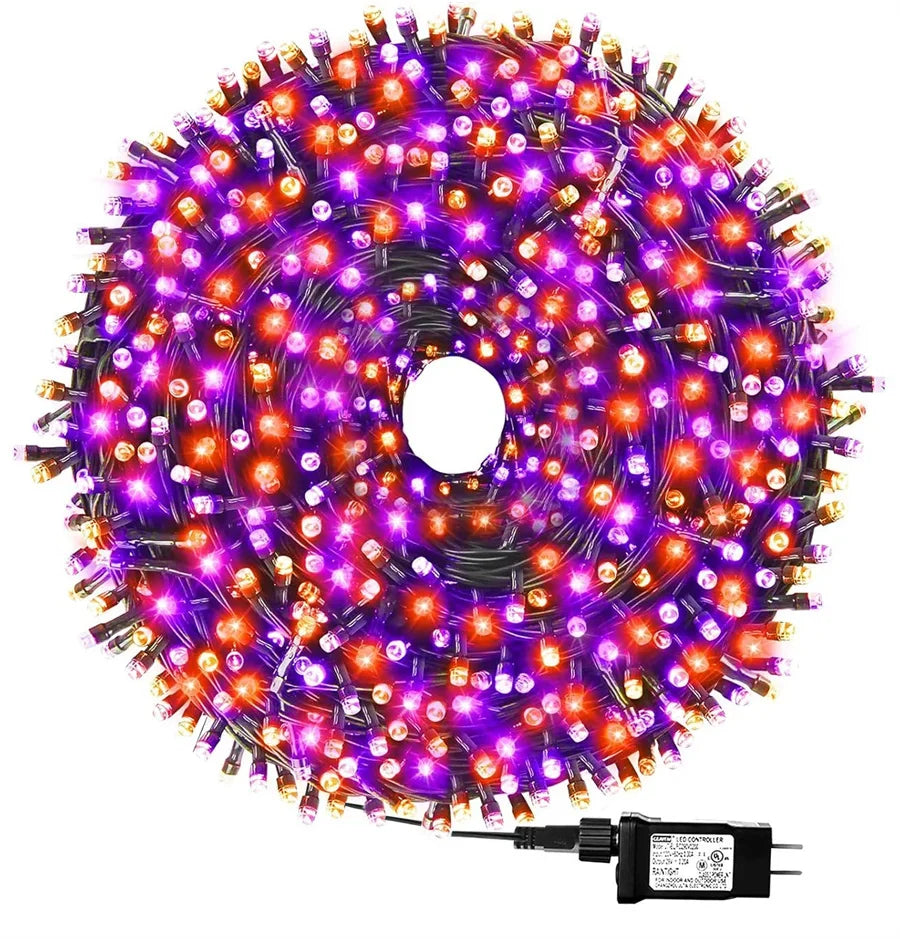 Orange & Purple Halloween Fairy String Lights – Outdoor Garland