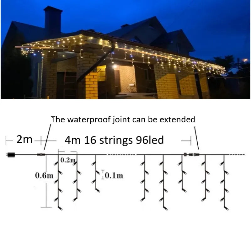 LED Star Garland with Twinkling Strobes – 8 Modes, Warm & Cool White