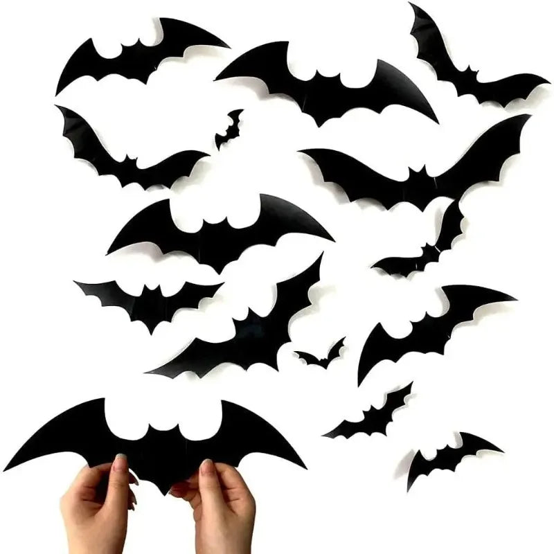 3D Halloween Bat Wall Sticker – Purple Night Light Decor