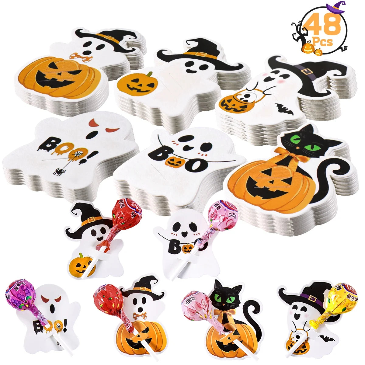 Halloween Lollipop Holder Cards – 48pcs