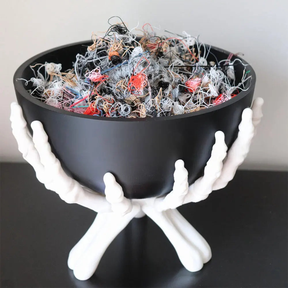 Gothic Skeleton Hands Halloween Candy Bowl – Spooky Home Decor Organizer