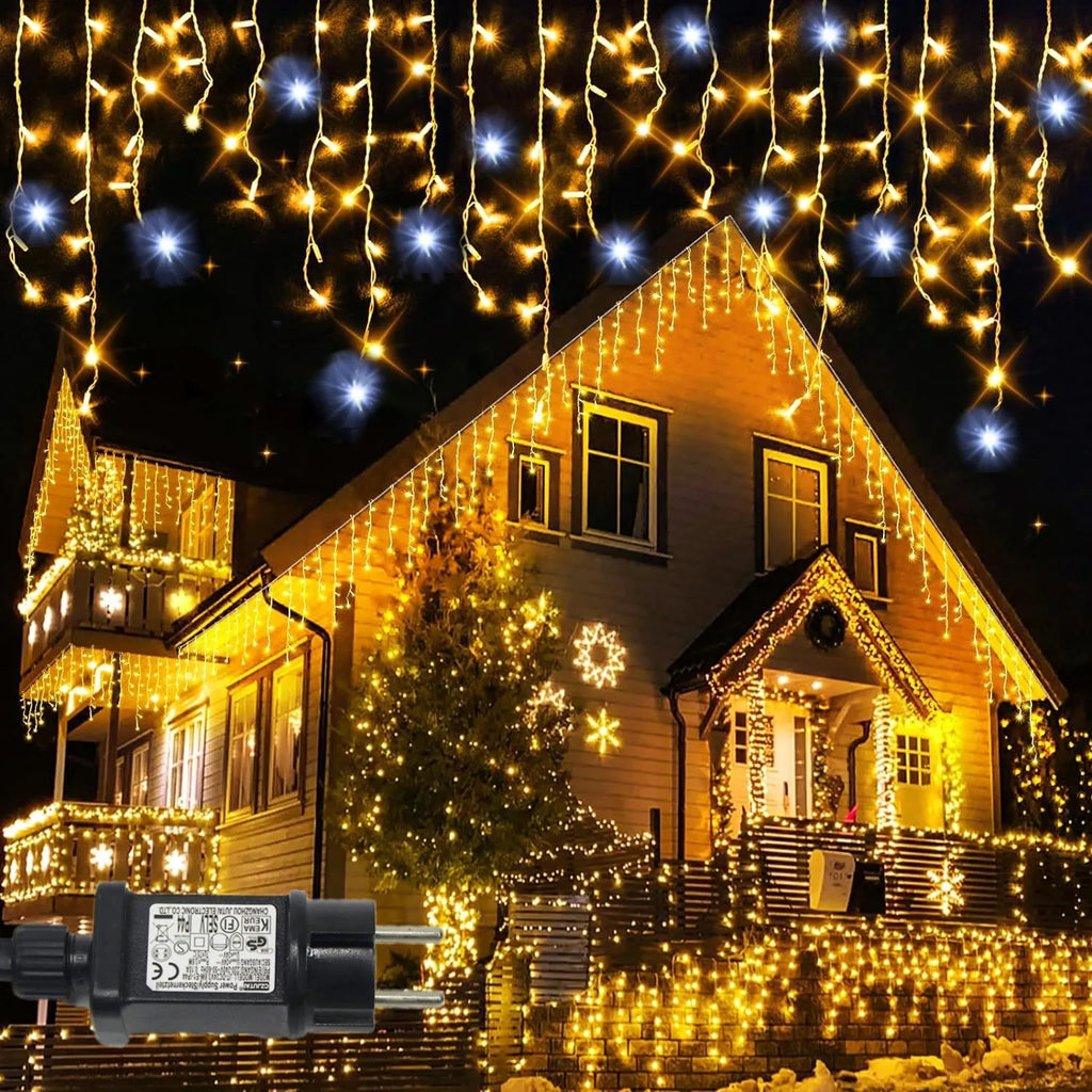 LED Star Garland with Twinkling Strobes – 8 Modes, Warm & Cool White