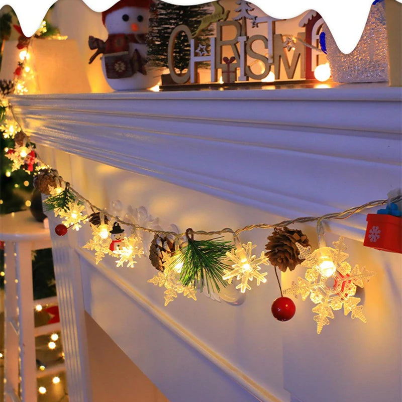 Christmas LED String Lights – Santa, Elk & Snowman Ornaments