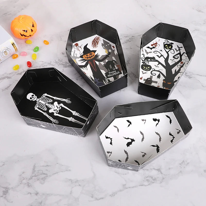 Halloween Coffin Paper Serving Trays & Gift Boxes (12/24 Pcs)