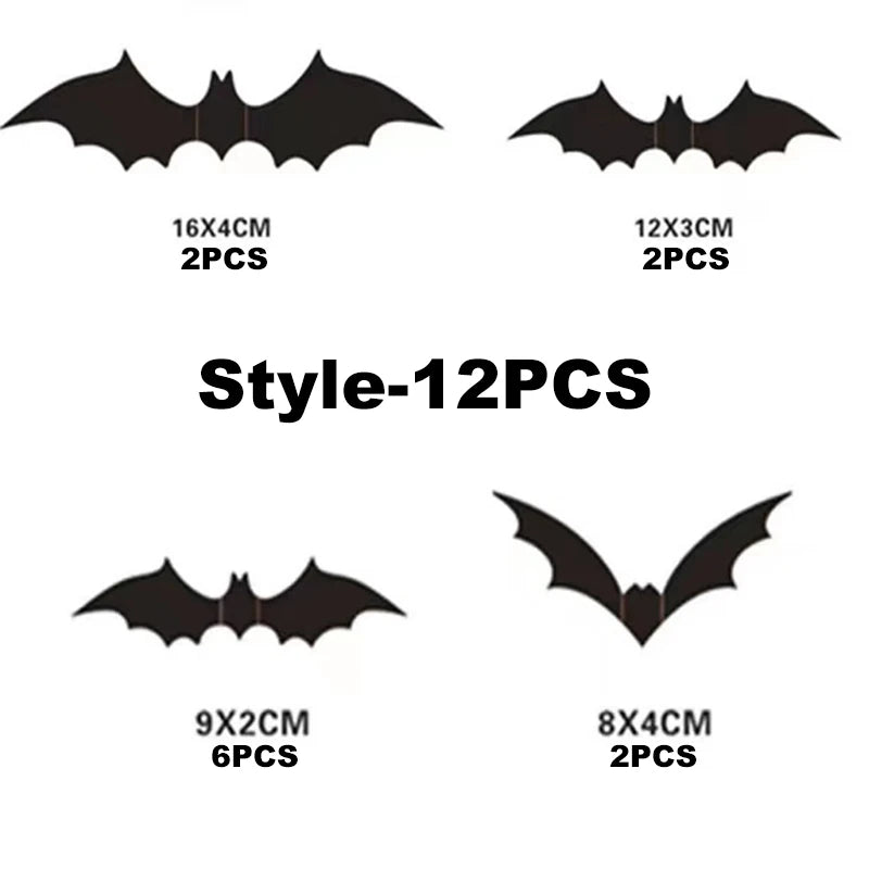 3D Black PVC Bat Wall Stickers – Halloween Party Room Decor Props