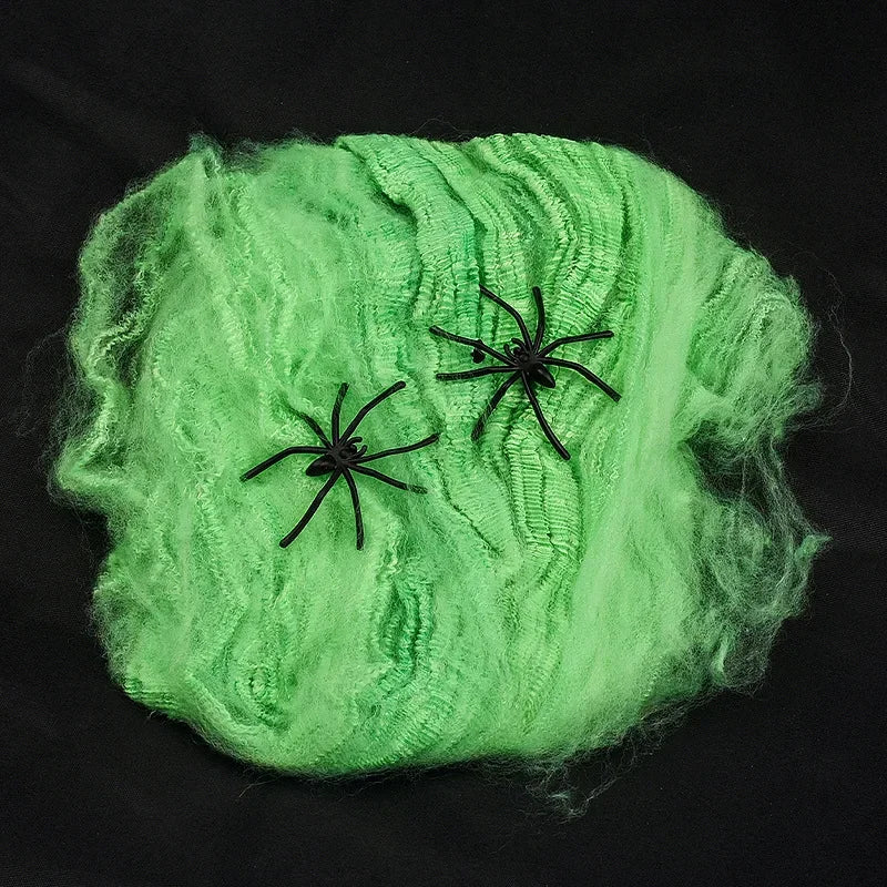 Halloween Stretch Cobweb with Fake Spiders – Scary Party Decor