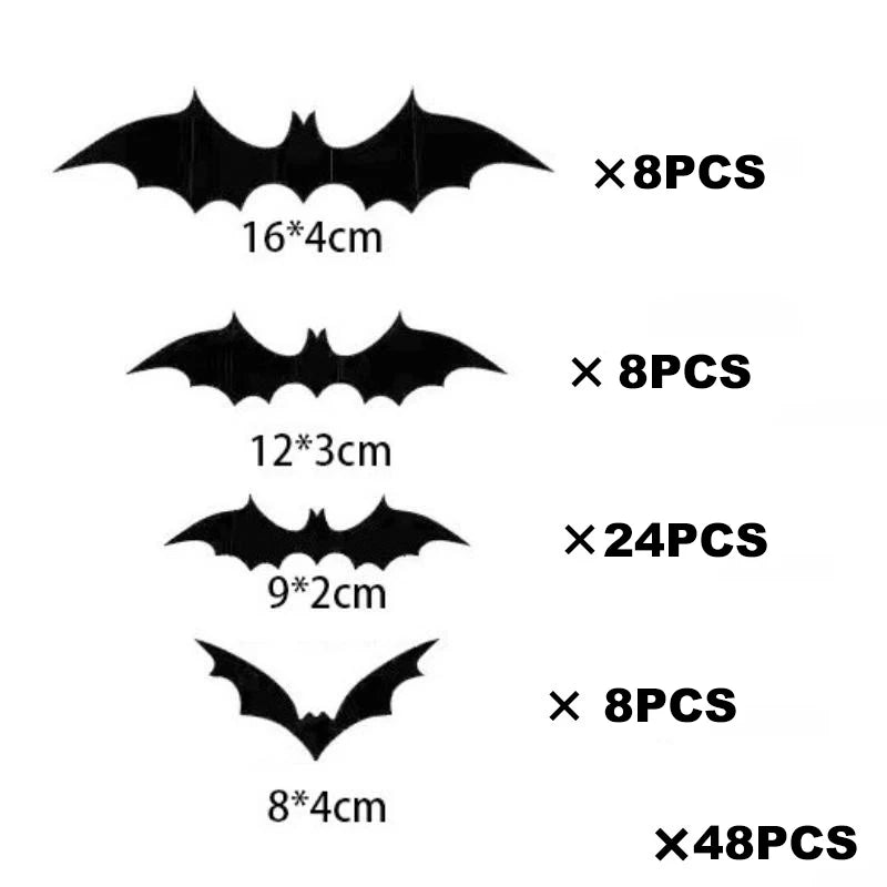 3D Black PVC Bat Wall Stickers – Halloween Party Room Decor Props